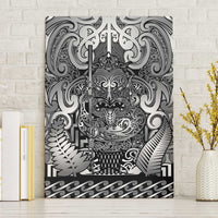 New Zealand Taiaha Maori Canvas Wall Art Kiwikiwi Minimalist Silver Fern Tukutuku Motif LT9 Without Frame White - Polynesian Pride