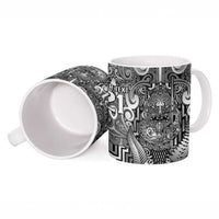 Custom New Zealand Taiaha Maori Ceramic Mug Kiwikiwi Minimalist Silver Fern Tukutuku Motif LT9 - Polynesian Pride