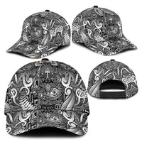 New Zealand Taiaha Maori Classic Cap Kiwikiwi Minimalist Silver Fern Tukutuku Motif LT9 - Polynesian Pride