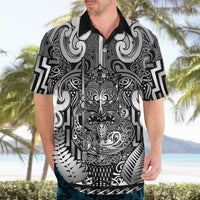 Custom New Zealand Taiaha Maori Hawaiian Shirt Kiwikiwi Minimalist Silver Fern Tukutuku Motif LT9 - Polynesian Pride