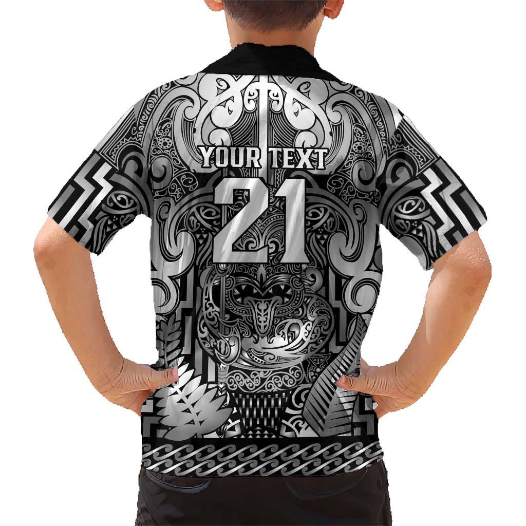 Custom New Zealand Taiaha Maori Hawaiian Shirt Kiwikiwi Minimalist Silver Fern Tukutuku Motif LT9 - Polynesian Pride