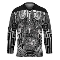 Custom New Zealand Taiaha Maori Hockey Jersey Kiwikiwi Minimalist Silver Fern Tukutuku Motif LT9 Unisex White - Polynesian Pride