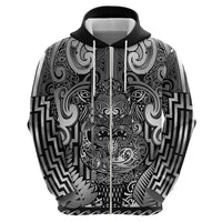 Custom New Zealand Taiaha Maori Hoodie Kiwikiwi Minimalist Silver Fern Tukutuku Motif LT9 - Polynesian Pride