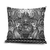 New Zealand Taiaha Maori Pillow Cover Kiwikiwi Minimalist Silver Fern Tukutuku Motif LT9 White - Polynesian Pride