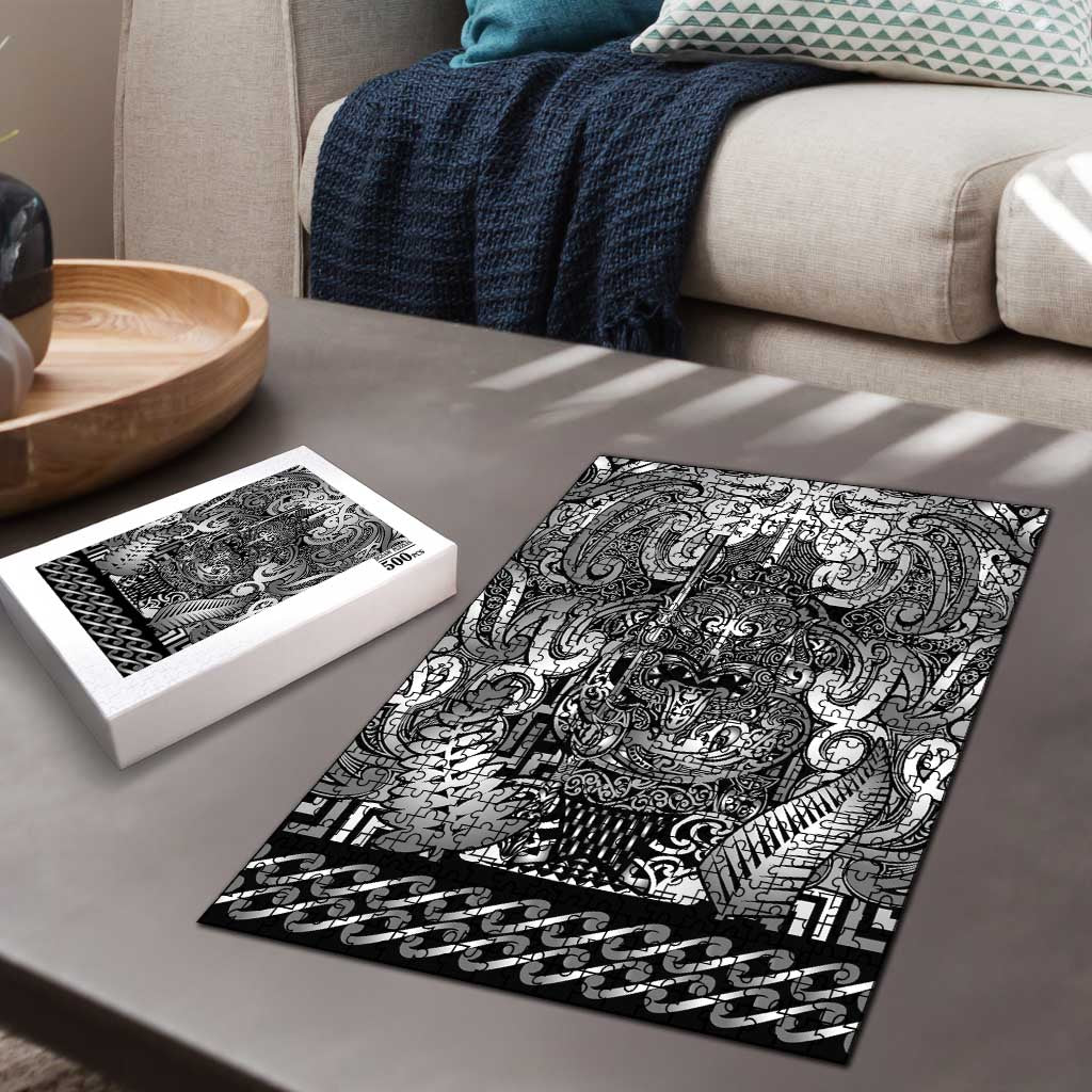 New Zealand Taiaha Maori Puzzle Kiwikiwi Minimalist Silver Fern Tukutuku Motif LT9 - Polynesian Pride
