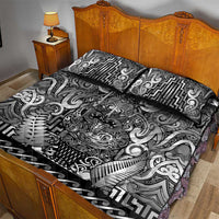 New Zealand Taiaha Maori Quilt Bed Set Kiwikiwi Minimalist Silver Fern Tukutuku Motif LT9 - Polynesian Pride