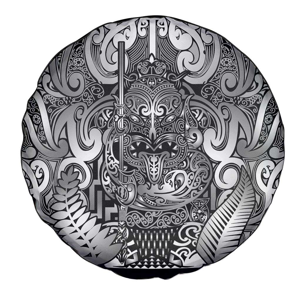 New Zealand Taiaha Maori Spare Tire Cover Kiwikiwi Minimalist Silver Fern Tukutuku Motif LT9 - Polynesian Pride