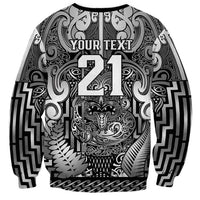 Custom New Zealand Taiaha Maori Sweatshirt Kiwikiwi Minimalist Silver Fern Tukutuku Motif LT9 - Polynesian Pride