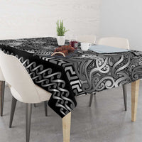 New Zealand Taiaha Maori Tablecloth Kiwikiwi Minimalist Silver Fern Tukutuku Motif LT9 - Polynesian Pride