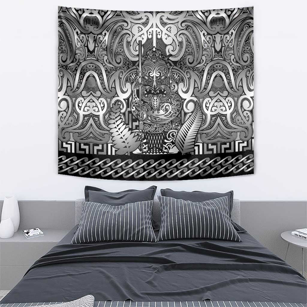 New Zealand Taiaha Maori Tapestry Kiwikiwi Minimalist Silver Fern Tukutuku Motif LT9 - Polynesian Pride