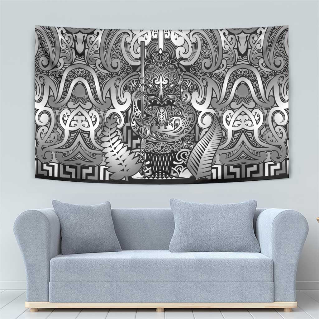 New Zealand Taiaha Maori Tapestry Kiwikiwi Minimalist Silver Fern Tukutuku Motif LT9 - Polynesian Pride