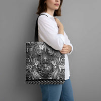 New Zealand Taiaha Maori Tote Bag Kiwikiwi Minimalist Silver Fern Tukutuku Motif LT9 - Polynesian Pride