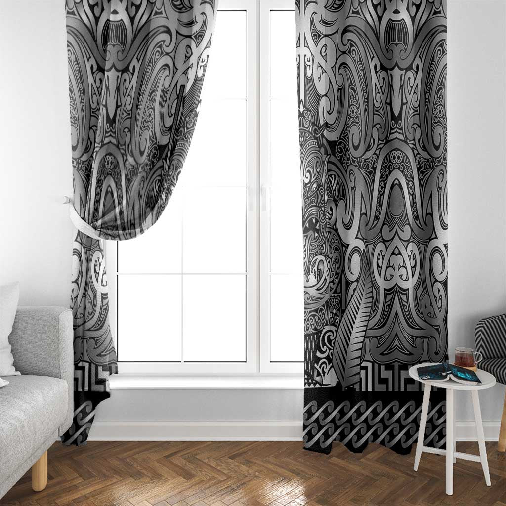 New Zealand Taiaha Maori Window Curtain Kiwikiwi Minimalist Silver Fern Tukutuku Motif LT9 - Polynesian Pride