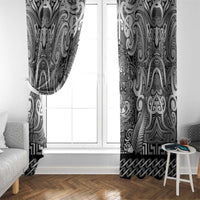 New Zealand Taiaha Maori Window Curtain Kiwikiwi Minimalist Silver Fern Tukutuku Motif LT9 - Polynesian Pride