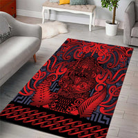 New Zealand Taiaha Maori Area Rug Whero Minimalist Silver Fern Tukutuku Motif LT9 - Polynesian Pride