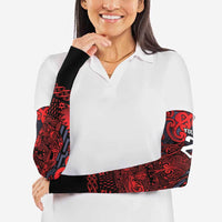 Custom New Zealand Taiaha Maori Arm Sleeves Whero Minimalist Silver Fern Tukutuku Motif LT9 - Polynesian Pride