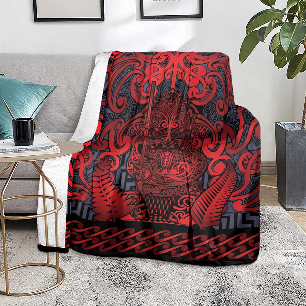 New Zealand Taiaha Maori Blanket Whero Minimalist Silver Fern Tukutuku Motif LT9 - Polynesian Pride