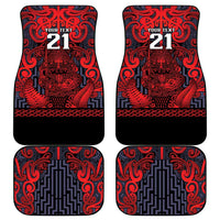 Custom New Zealand Taiaha Maori Car Mats Whero Minimalist Silver Fern Tukutuku Motif LT9 - Polynesian Pride