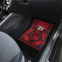 Custom New Zealand Taiaha Maori Car Mats Whero Minimalist Silver Fern Tukutuku Motif LT9 - Polynesian Pride