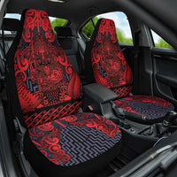 New Zealand Taiaha Maori Car Seat Cover Whero Minimalist Silver Fern Tukutuku Motif LT9 One Size Red - Polynesian Pride