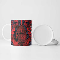 Custom New Zealand Taiaha Maori Ceramic Mug Whero Minimalist Silver Fern Tukutuku Motif LT9 - Polynesian Pride