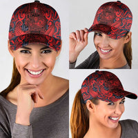 New Zealand Taiaha Maori Classic Cap Whero Minimalist Silver Fern Tukutuku Motif LT9 - Polynesian Pride