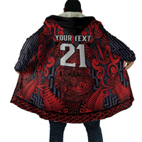 Custom New Zealand Taiaha Maori Cloak Whero Minimalist Silver Fern Tukutuku Motif LT9 - Polynesian Pride