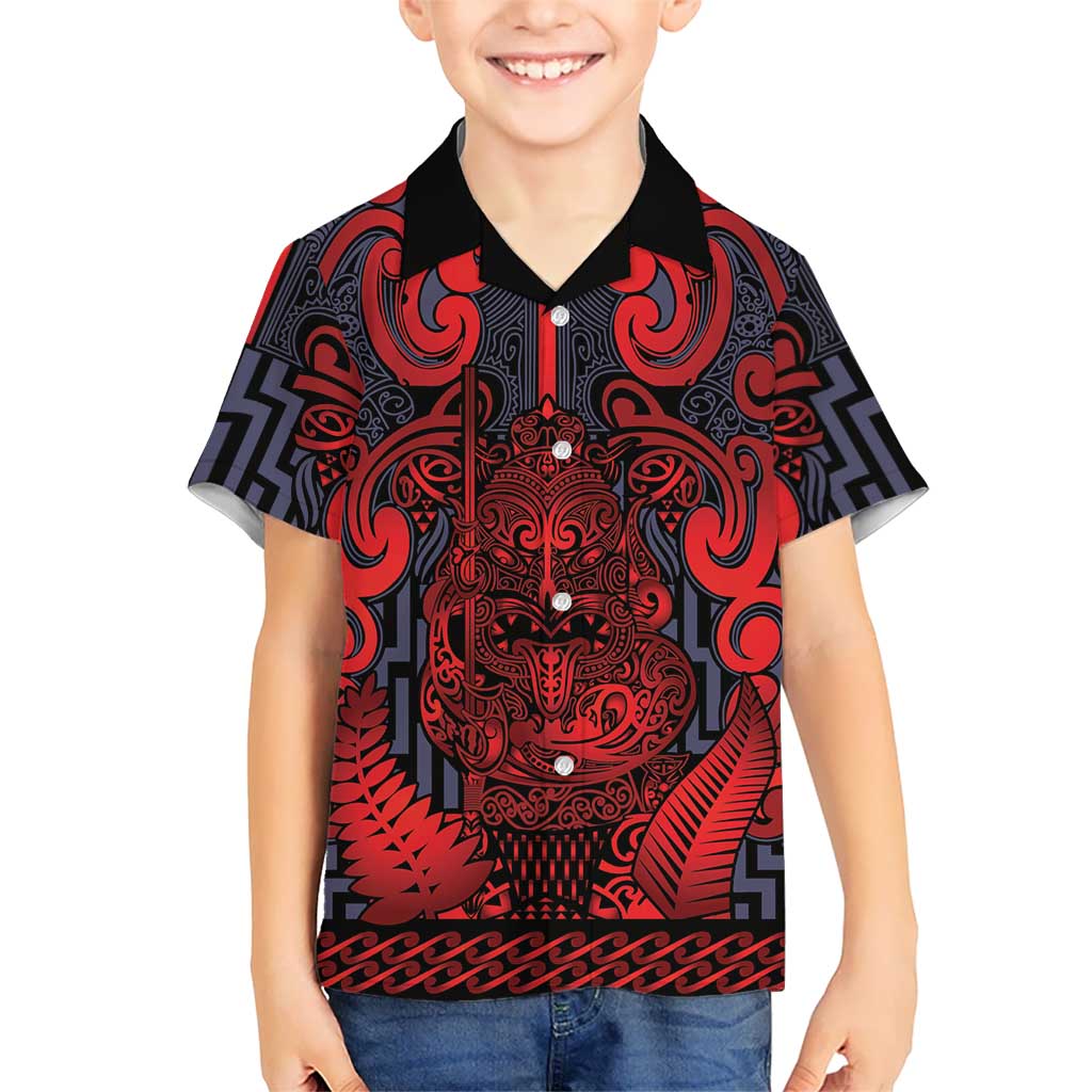 Custom New Zealand Taiaha Maori Hawaiian Shirt Whero Minimalist Silver Fern Tukutuku Motif LT9 - Polynesian Pride