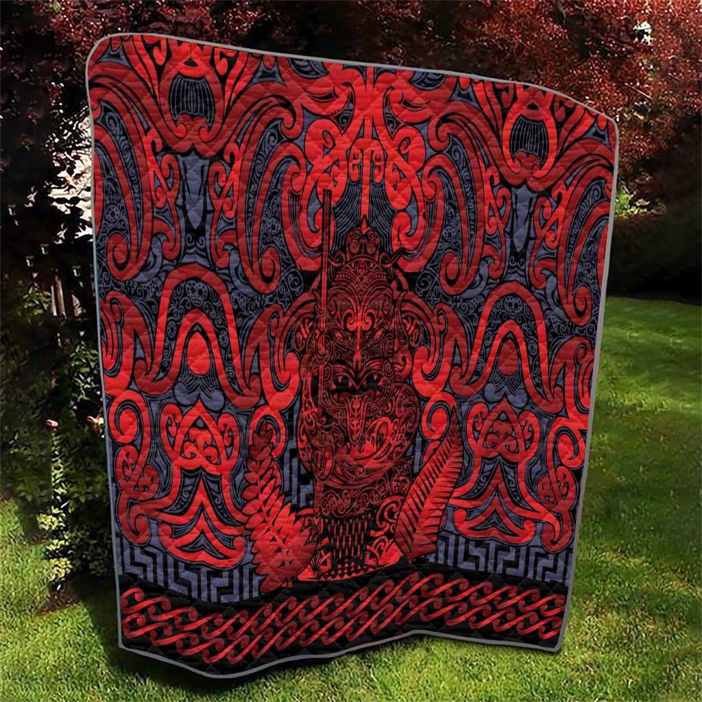 New Zealand Taiaha Maori Quilt Whero Minimalist Silver Fern Tukutuku Motif LT9 - Polynesian Pride
