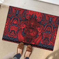New Zealand Taiaha Maori Rubber Doormat Whero Minimalist Silver Fern Tukutuku Motif LT9 - Polynesian Pride