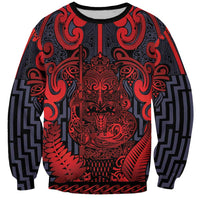Custom New Zealand Taiaha Maori Sweatshirt Whero Minimalist Silver Fern Tukutuku Motif LT9 Unisex Red - Polynesian Pride