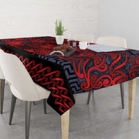 New Zealand Taiaha Maori Tablecloth Whero Minimalist Silver Fern Tukutuku Motif LT9 - Polynesian Pride