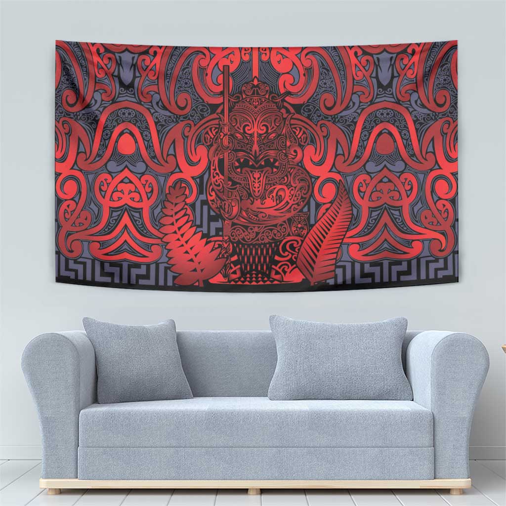 New Zealand Taiaha Maori Tapestry Whero Minimalist Silver Fern Tukutuku Motif LT9 - Polynesian Pride