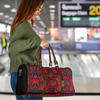 New Zealand Taiaha Maori Travel Bag Whero Minimalist Silver Fern Tukutuku Motif LT9 - Polynesian Pride