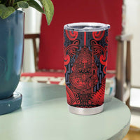 Custom New Zealand Taiaha Maori Tumbler Cup Whero Minimalist Silver Fern Tukutuku Motif LT9 - Polynesian Pride