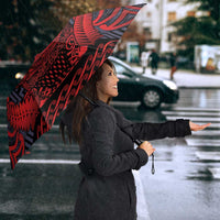 New Zealand Taiaha Maori Umbrella Whero Minimalist Silver Fern Tukutuku Motif LT9 - Polynesian Pride
