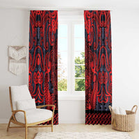 New Zealand Taiaha Maori Window Curtain Whero Minimalist Silver Fern Tukutuku Motif LT9 - Polynesian Pride