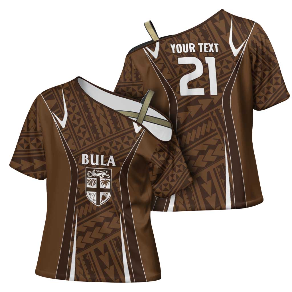 Custom Oceania Football Bula Fiji Cross Shoulder Shirt Polynesian Tribal Pattern LT9 - Polynesian Pride