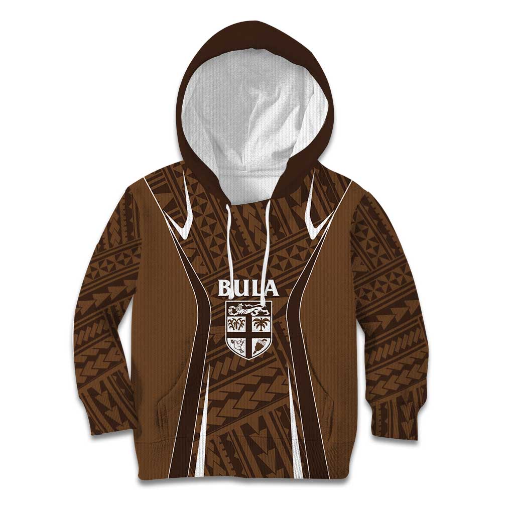 Custom Oceania Football Bula Fiji Kid Hoodie Polynesian Tribal Pattern LT9 Hoodie Brown - Polynesian Pride