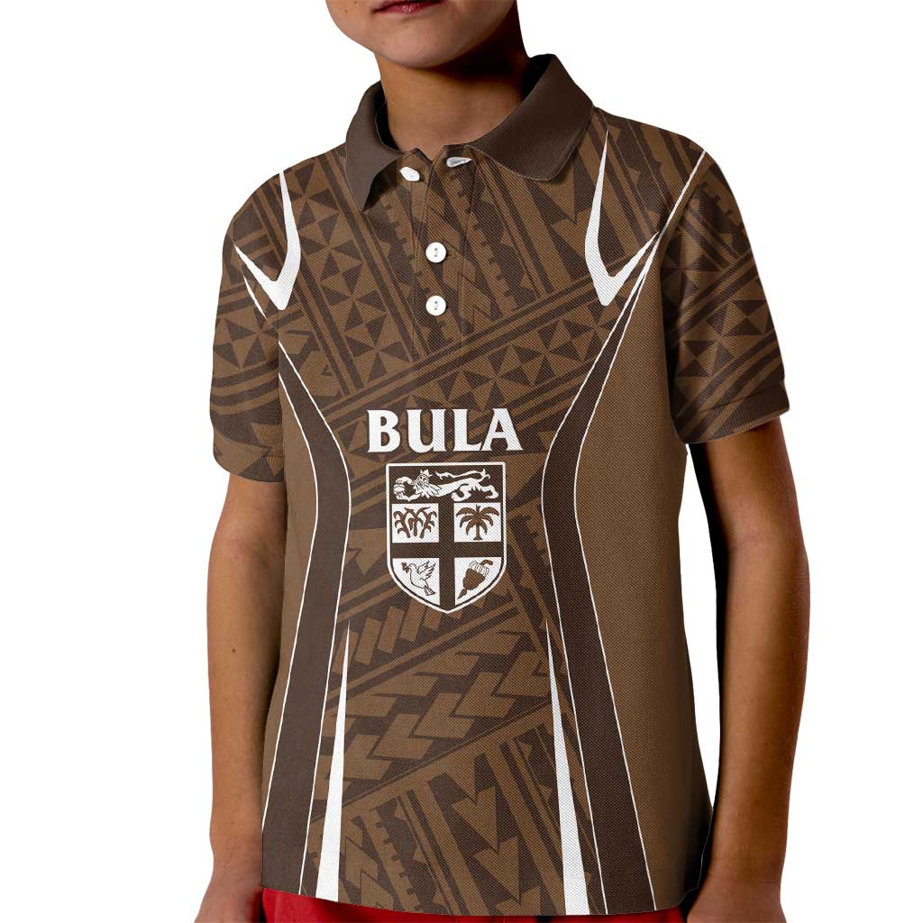 Custom Oceania Football Bula Fiji Kid Polo Shirt Polynesian Tribal Pattern