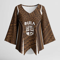 Custom Oceania Football Bula Fiji Kimono Sleeve Blouse Polynesian Tribal Pattern