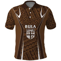 Custom Oceania Football Bula Fiji Polo Shirt Polynesian Tribal Pattern LT9 Brown - Polynesian Pride