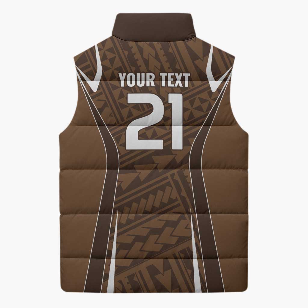 Custom Oceania Football Bula Fiji Sleeveless Puffer Jacket Polynesian Tribal Pattern