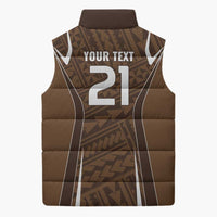Custom Oceania Football Bula Fiji Sleeveless Puffer Jacket Polynesian Tribal Pattern