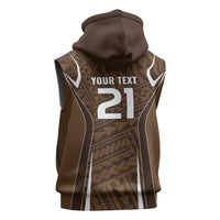 Custom Oceania Football Bula Fiji Sleeveless Zip Hoodie Polynesian Tribal Pattern