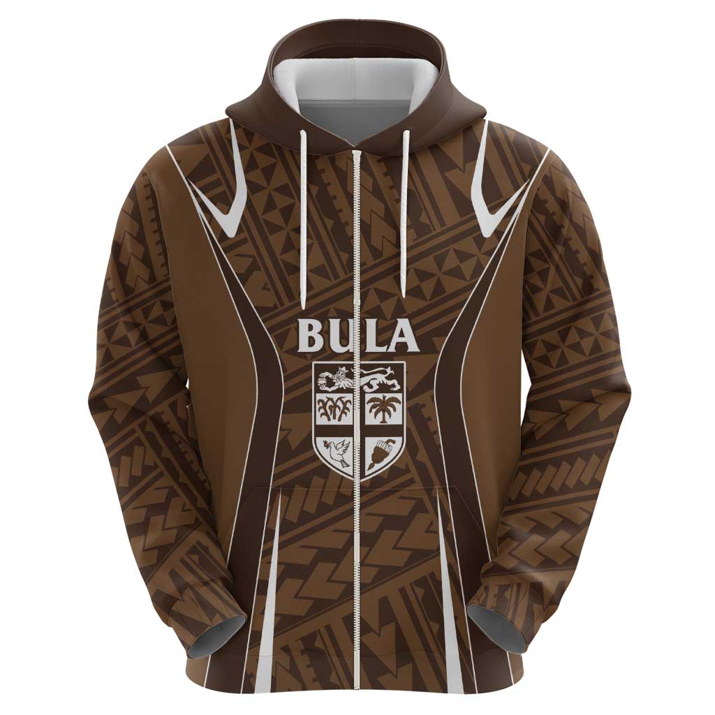 Custom Oceania Football Bula Fiji Zip Hoodie Polynesian Tribal Pattern