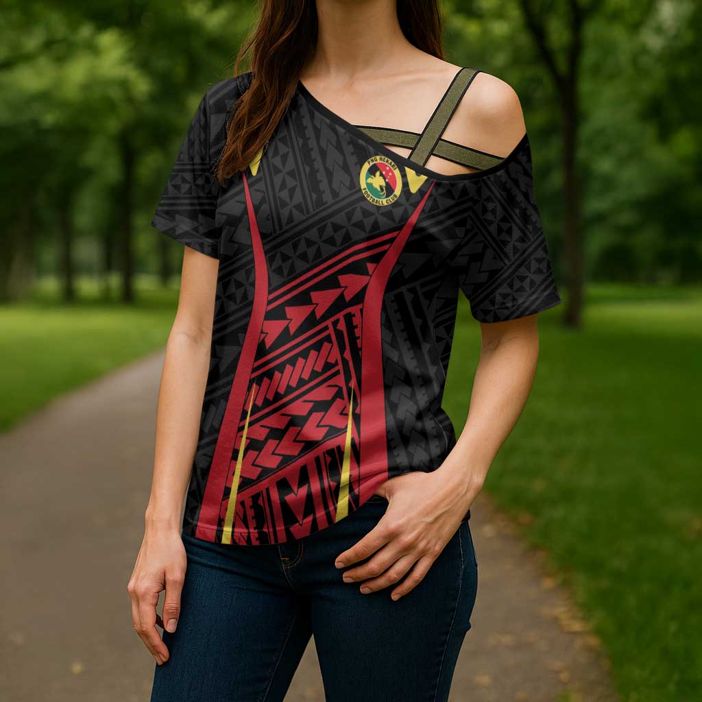Custom Oceania Football Papua New Guinea Cross Shoulder Shirt Polynesian Tribal Pattern