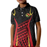 Custom Oceania Football Papua New Guinea Kid Polo Shirt Polynesian Tribal Pattern