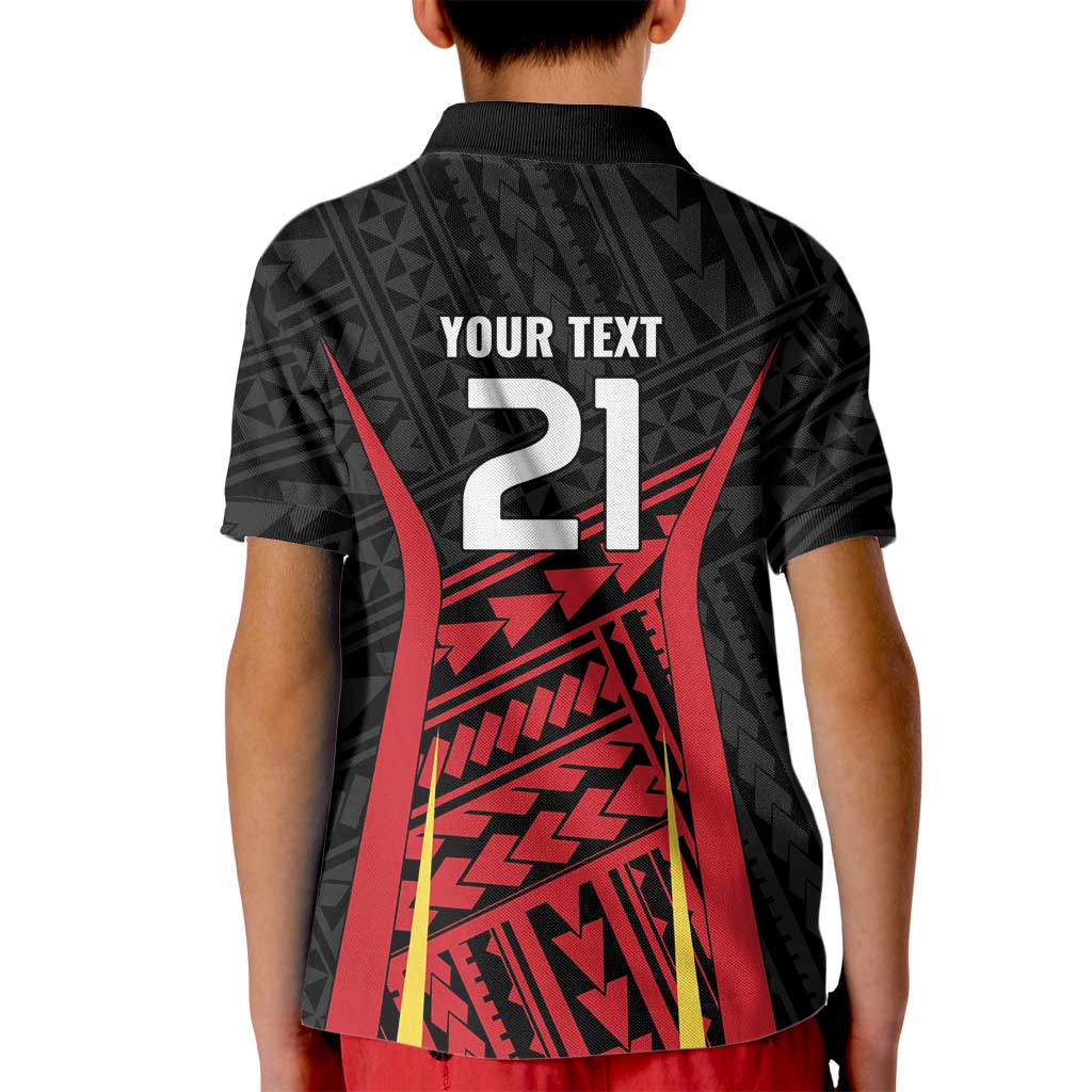 Custom Oceania Football Papua New Guinea Kid Polo Shirt Polynesian Tribal Pattern