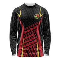 Custom Oceania Football Papua New Guinea Long Sleeve Shirt Polynesian Tribal Pattern